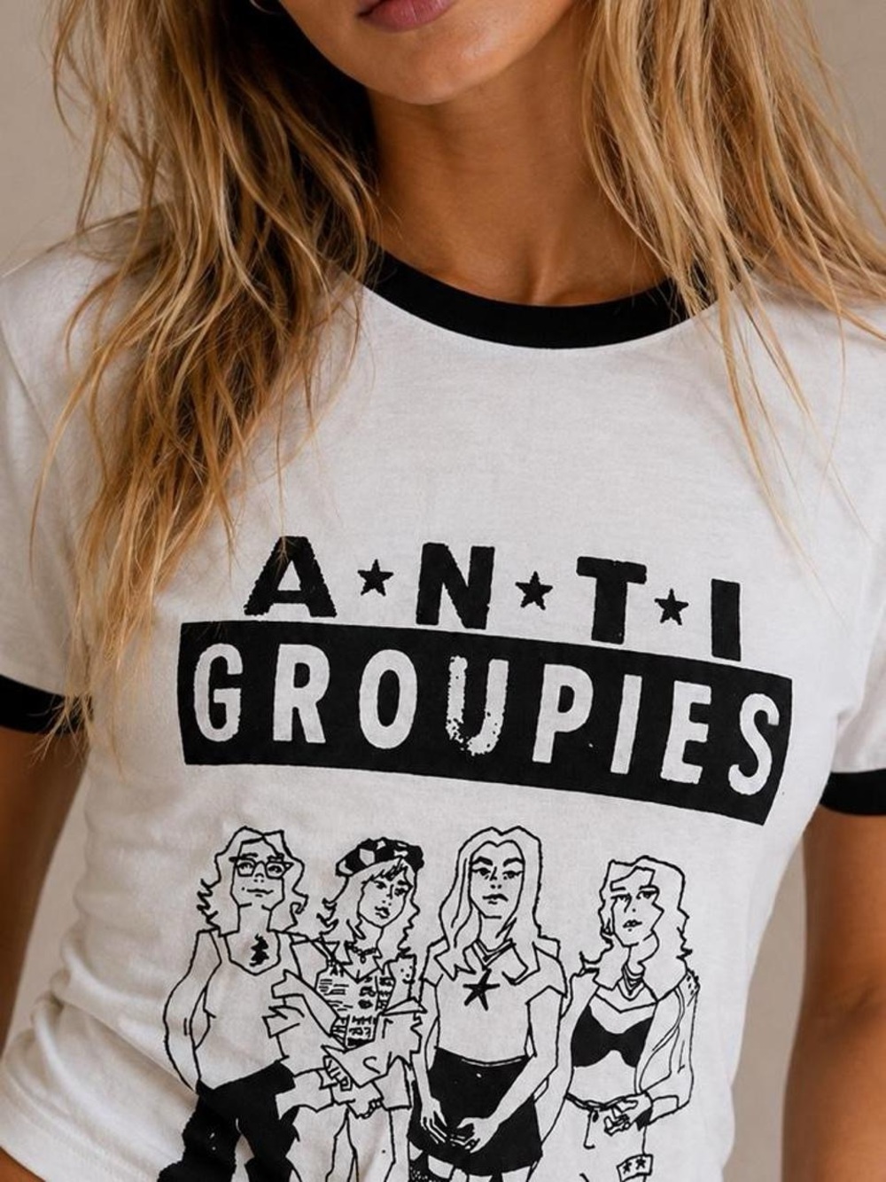 Anti Groupies Graphic Ringer Tee